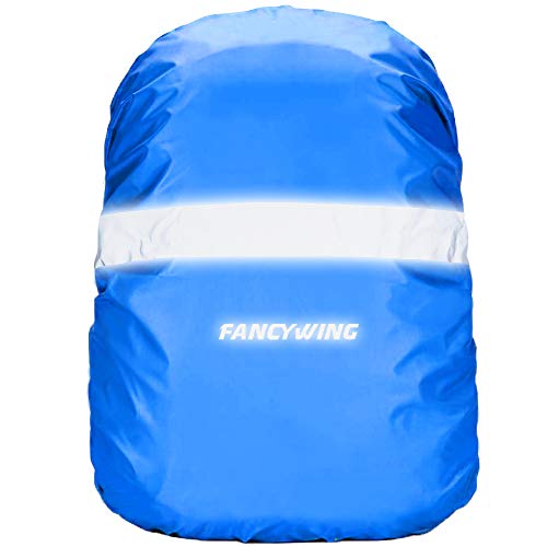 FANCYWING Waterproof Backpack Rain Cover with Reflective Strap, Upgraded 10-90L Non-Slip Rainproof Backpack Cover for Hiking, Camping, Hunting, Rain Cycling, Blue, Small