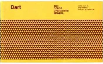 1974 DODGE DART Owners Manual User Guide