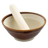 Helen's Asian Kitchen Suribachi Set, Ceramic Mortar Bowl with Wooden Pestle