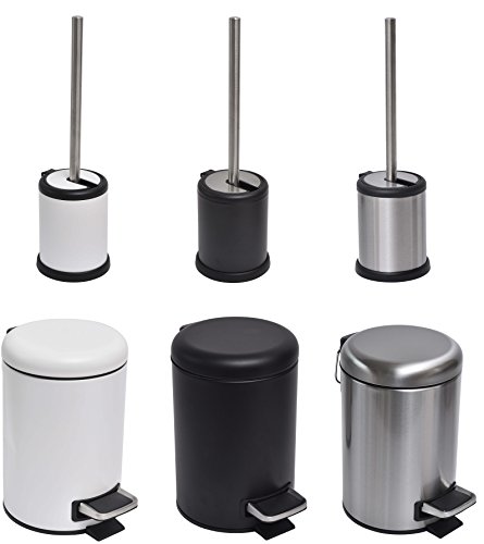 EVIDECO Soft Close Small Round Metal Bathroom Floor Step Trash Can Waste Bin 3-Liters/0.8-Gal, 10" H x 6.9", Black - Thumbnail 5