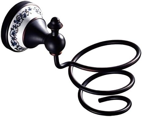 PLYY Vintage bathroom accessories black Hair Dryer Rack,copper Multi-function Wall-mounted Hair Dryer Rack Storage Hairdryer Support Holder Spiral Stand