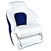 Leader Accessories Two Tone Captains Bucket Seat Premium Sports Flip Up Boat Seat (White/Blue)