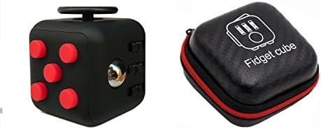 MOYAGE 6 Sides Fidget Stress Reliever Toy Helps Focusing Toy Premium Quality EDC Focus Toy for Kids &amp; Adults - Best Stress Reducer Relieves ADHD Anxiety and Boredom Fidget Cube Gift (Black and red)