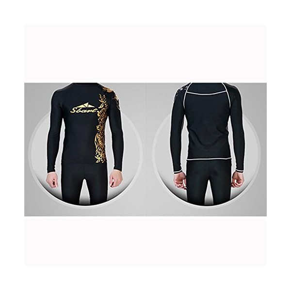 Sbart-Men-Wetsuit-Top-with-Golden-and-White-Pattern-for-Swimming-and-Diving-Black
