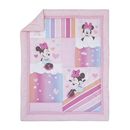Disney Minnie Mouse Be Happy Pink Rainbow, Stars, & Clouds 3Piece