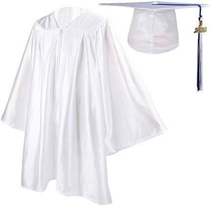 Kindergarten Graduation Gown Cap Set, Two-colored Tassel with 2017 Year Charm---YesGraduation (24(3'1”-3'4“), White)