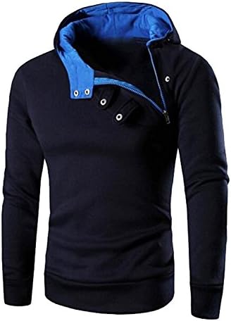 Musamk On Sale Mens Slim Fit Hoodies Sweatshirts Pullover Jacket Navy BlueUS L-(China 2XL)