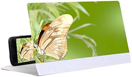 periwinkLuQ 3D Mobile Phone Screen Stereoscopic Projection Magnifier Amplifying 12 Inch Desktop Bracket PU Leather Foldable Phone Holder HD Movie Video Stand for All Smartphone White