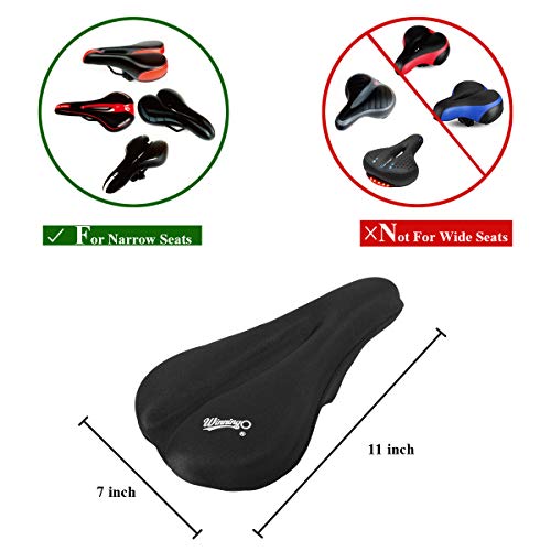 WINNINGO Gel Bike Seat Cover - Soft Gel Bicycle Saddle Cushion for Narrow Seat Mountain Saddle with Magic Sticker Strapped, Elastic Fabrics - Thumbnail 2