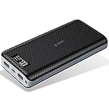 Power Bank 24000mAh High Capacity Portable Phone Charger with 2.4A Output Port, 2A Input Port, LED Indicator and 2 Quick Charging Ports for iPhone, iPad, Samsung Galaxy and Other Smart Devices-Black