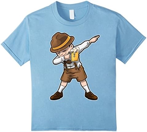 Kids Oktoberfest Lederhosen Dabbing T Shirt Beer Waiter Dab Tees 6 Baby Blue