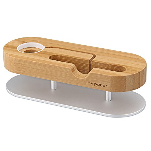Hapurs-Apple-Watch-Stand-Iwatch-Series-2-Stand-Aluminum-Alloy-and-Bamboo-Wood-Build-Charging-Dock-Charge-Station-Stock-Cradle-Holder-for-Apple-Watch-Both-38mm-and-42mm-iPhone-77-plus-66s-plus-5S-5