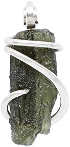 Moldavite Stone Pendant Necklace by Stones Desire