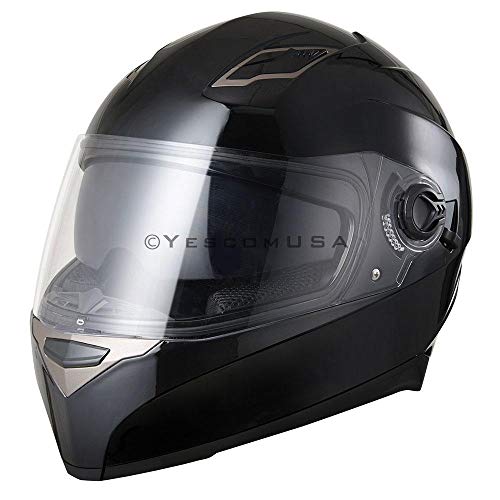 LeeMas Inc DOT Approved Motorcycle Full Face Helmet Double Visors ABS Air Vent Lightweight Motorbike Touring Sports (Size L)