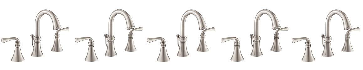Moen WS84855SRN Wetherly Two-Handle Widespread Bathroom Faucet with Valve Included, Spot Resist Brushed Nickel (5-(Pack))