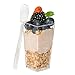 Ilyapa 3oz Plastic Dessert Cups - 40 Pack Mini Dessert Cups with Spoons - Clear Reusable Small Appetizer Cup for Cheesecake Shooters, Chocolate Mousse, Parfait - Party and Catering Supplies - Square