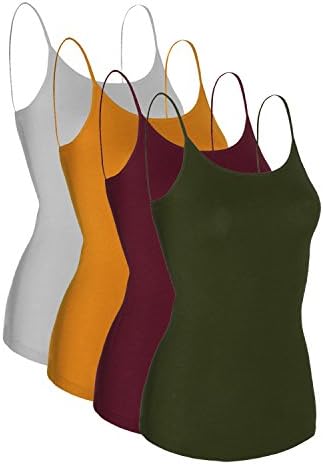 Mabssi Women's Plain Camisole Cami Tank Top 4 Pack, X-Small
