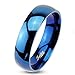 STR-0106 6mm Stainless Steel Mirror Polished Blue IP Dome Wedding Band Ring Sz 5-13