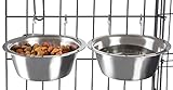 Stainless Steel Hanging Pet Bowls for Dogs and Cats- Cage, Kennel, and Crate Feeder Dish for Food and Water- Set of 2, 20 oz Each By PETMAKER