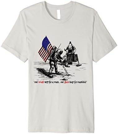 Mens nasa t shirt For woman and man Landing on the moon Rocket Large Silver