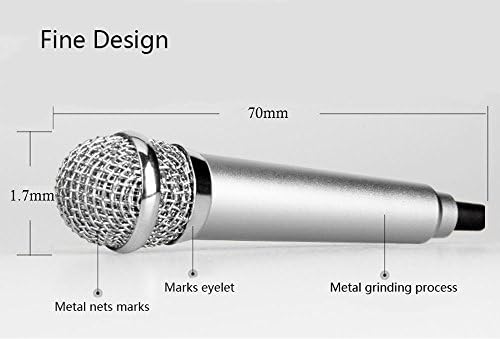 ISBAL(TM) Mini Microphone Portable Stereo Condenser Microphone for PC iPhone6 iphone7 iphone8 Chatting Karaoke (Sliver)