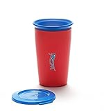 Wow Cup for Kids - NEW Innovative 360 Spill Free Drinking Cup - BPA Free - 9 Ounce (Red/Navy Blue)