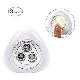 Set of 8 Mini Triangulum Battery Operated LED Stick-on Touch Lights -Light Weight and Warm White