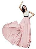 Women's Summer Chiffon Mopping Floor Length Big Hem Solid Beach Maxi Skirt (XX-Large, Nude Pink)