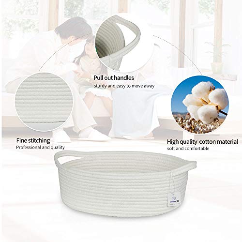ICEBLUE HD White Storage Basket 100% Natural Cotton Rope Storage Boxes Toy Bins Childrens Room Decor