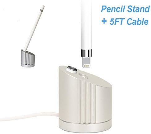 Apple Pencil Charger Stand, Piozone Charging Dock (Aluminum) with Built-in Charging Cable (5FT) Apple Pencil Holder for iPad Pro Apple Pencil