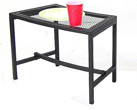 Sunnydaze Black Metal Mesh Patio Side Table Lightweight And