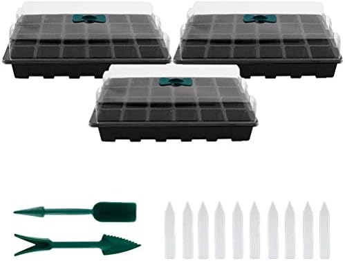 苗箱 24穴育苗ポット 育苗トレイ 苗床トレイ 育苗箱 育苗ボックス 植物種子ボックス 育苗ポット 植物苗成長観察 植物の発芽 軽量 透明 通気 排水口 節水保温 調節可能 再利用可能 蓋付き 育苗用セット 園芸用品 庭 家庭用 黒 Aslc Us Com