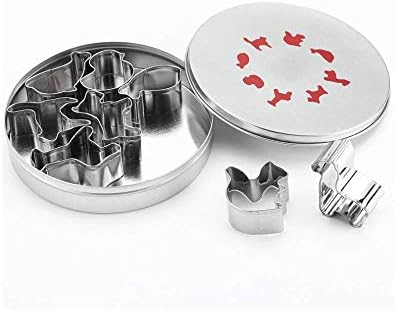 Animal Cookie Cutters Shapes, Adornlife 8-Piece Set, Stainless Steel Mini Giraffe Horse Whale Dolphin Dog Cat Metal Model