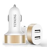 YUNSONG Mini Dual USB Car Charger for Smartphones - Gold