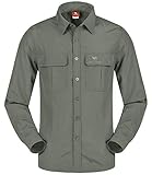 CAMEL CROWN Quick Dry Shirt Men Long Sleeve Roll-Up Shirts with UV Protection for Work Outdoor Hiking Fishing Camping