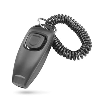 EDTara 2in1 Dog Pet Puppy Cat Training Clicker Whistle Click Trainer Obedience Black Black