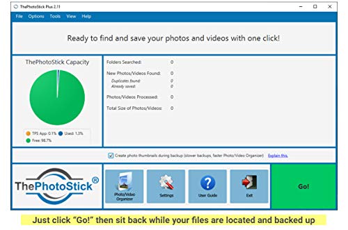 ThePhotoStick 2.0 for PC and Mac Computers, 128GB Backup and Storage Device Photos and Videos, Now with Free Photo/Video Organizer