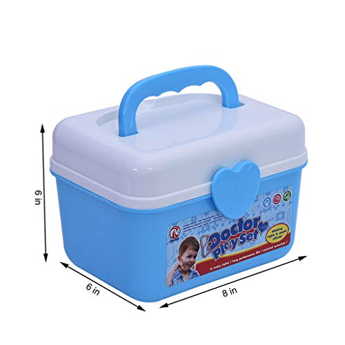 Kids Educational Doctor Kit | 35PCS Pretend Play Set Medical Kit w/Doll Carrying Case | Dentist Medical Role Play Learning Toy Doctor Playset Gifts for Child,Toddlers, Boys & Girls (Blue)