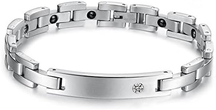 HotVally Lover's Energy Magnetic Womens and Mens Matching Set Crystal Stainless Steel Bangle Bracelet (Male (1 pc))