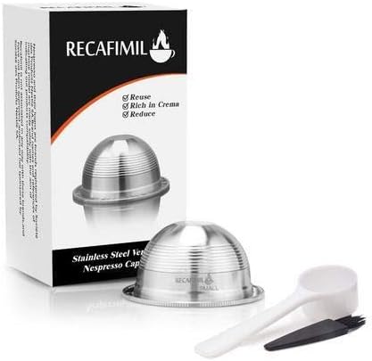 Coffee Capsule Stainless Steel Refillable Reusable Coffee Pod Filter Set for Vertuolline Machine, with Coffee Spoon and Brush