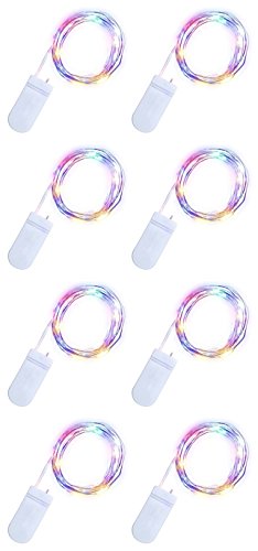 Pack of 8 PCS 3.3ft/1m 20 Micro Starry LED Copper Wire Fairy String Lights (Multicolor)