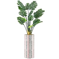 SIGNWIN Monstera Tree with Red & Black Alternating Brushstroke Line Vase Geometric Rocky Minimalism Zen Dramatic Multicolor Dark for Living Room, Bedroom, Office - X-Large 5 Feet (60