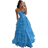 FoinLuve Ruffle Prom Dress Corset Tiered 2026 Strapless Long Chiffon Formal Evening Gown with Slit