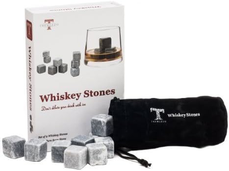 Whiskey Stones - Set of 9 Grey Whiskey Rocks - Includes Gift Box & Muslin Pouch - Made of 100% Pure Soapstone
