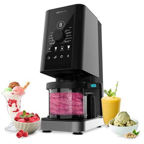 Máquina de Helados - Heladera - 1,35L - Gelatec 1800. 700W, 10 Programas, Botones Táctiles y Mando Giratorio, Helados y Bebidas en 3 Pasos, 3 Tarrinas BPA Free, Cremosidad Perfecta