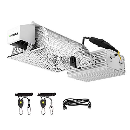 VIVOSUN 1000 Watt Double Ended Grow Light Fixture, 120/240V Ballast, 98% High Reflectivity for Better Growth, 1 Pair Rope Hanger Included (Upgraded Version)