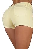 Basic Short Shorts Premium Stretch French Terry Moleton With a gentle butt lifting stitching in Pastel yellow Size M