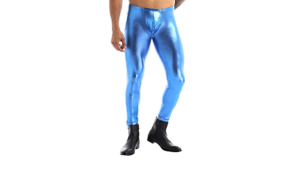 QinCiao Men's PVC Leather Disco Skinny 