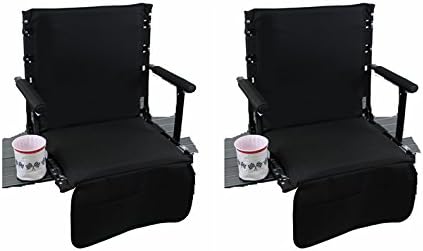 TWO PACK World Outdoor Products Original Pearl Black BLEACHER BUM Premium Folding Cushioned Stadium Bench Seat