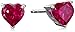 Amazon Collection Sterling Silver Created Ruby Heart with Diamond Pendant Necklace, Earrings and Ring Box Set